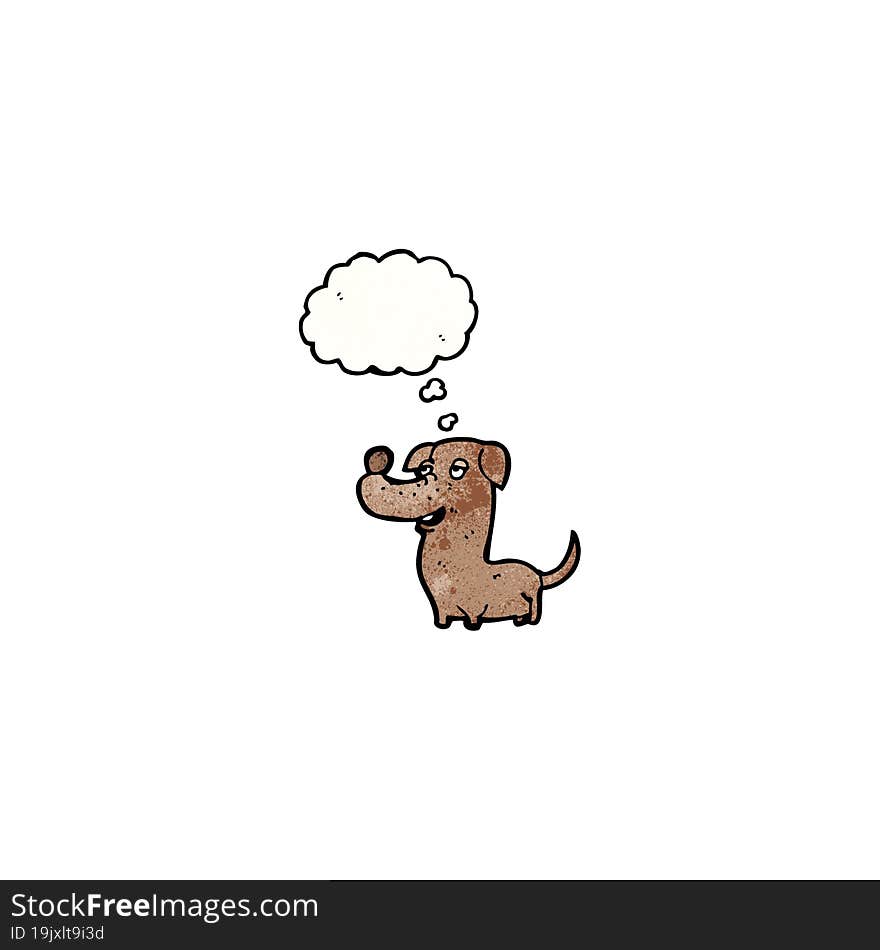 cartoon little dog with thought bubble