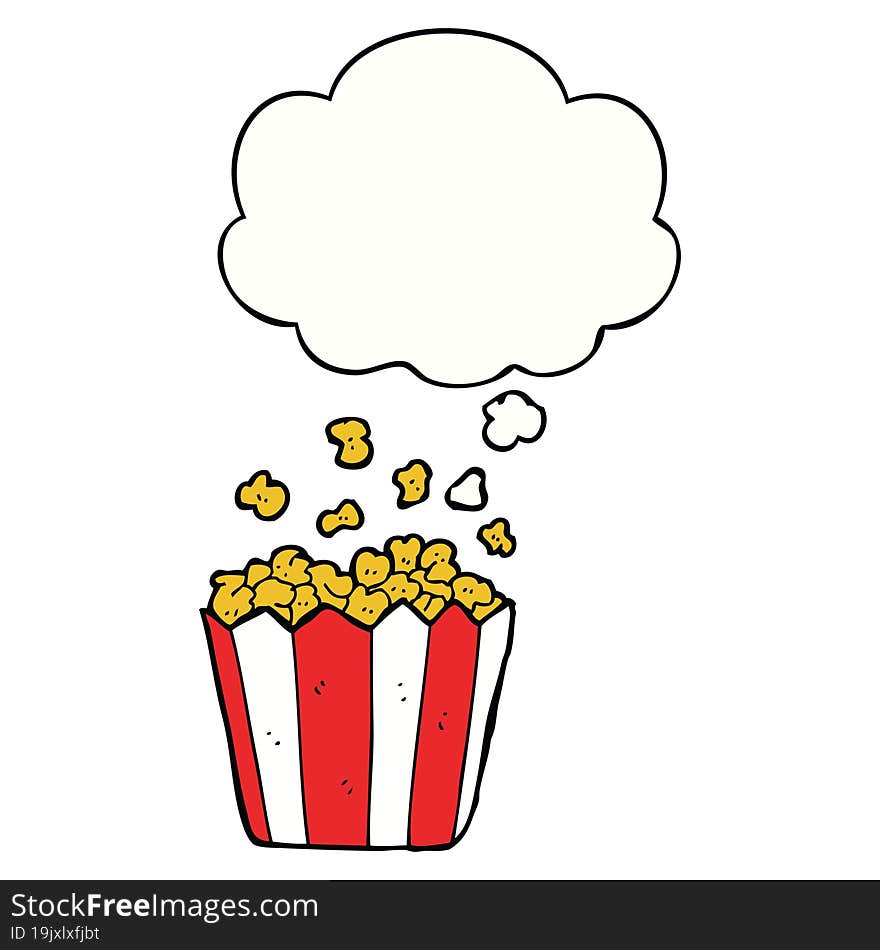 Cartoon Popcorn And Thought Bubble