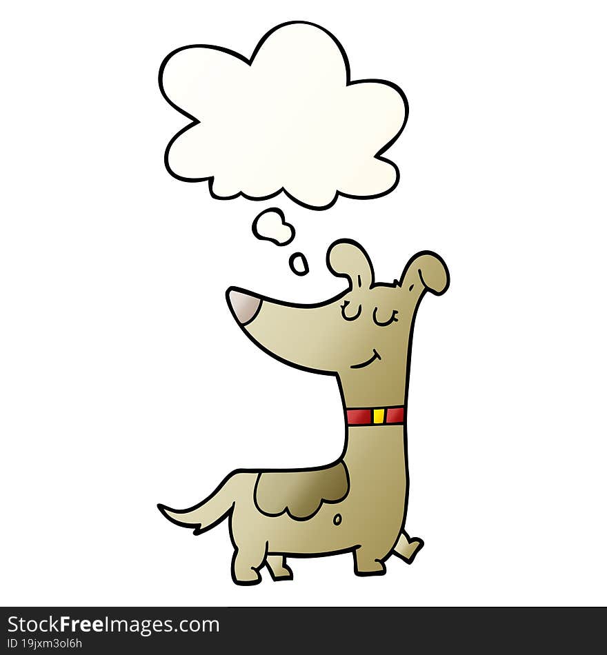 cartoon dog and thought bubble in smooth gradient style