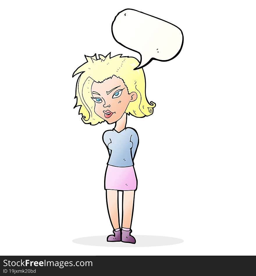 cartoon woman with speech bubble