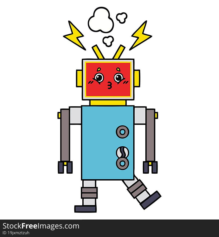 cute cartoon of a robot malfunction