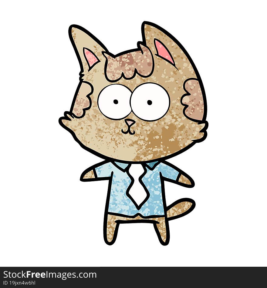 happy cartoon cat office worker. happy cartoon cat office worker