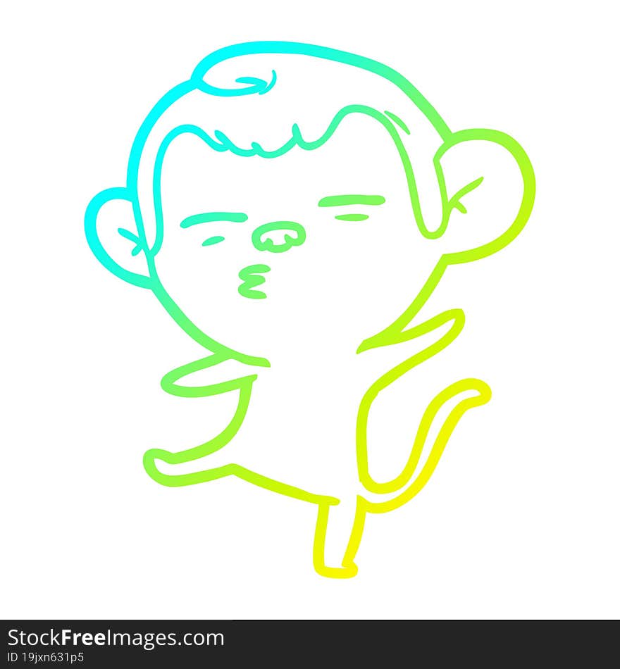 cold gradient line drawing cartoon suspicious monkey