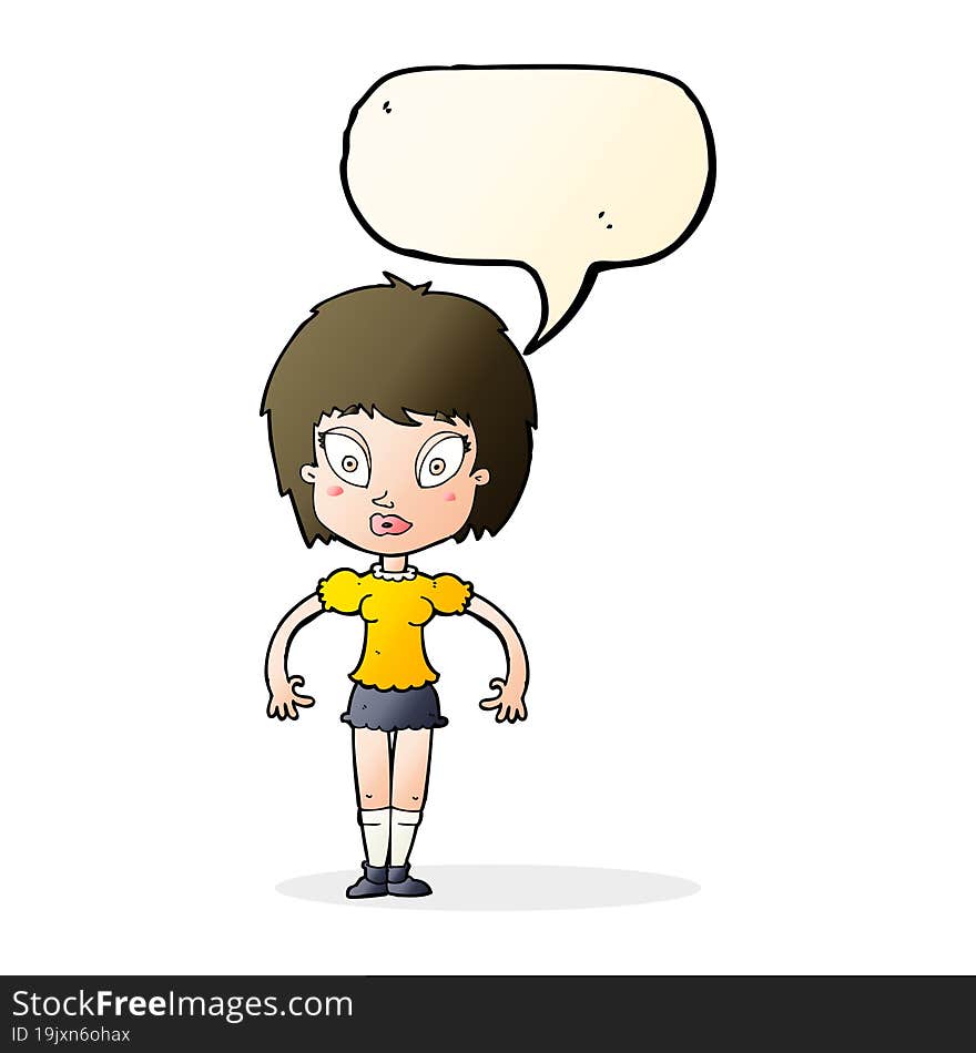 Cartoon Pretty Girl With Speech Bubble