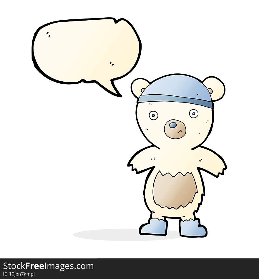 cartoon cute polar bear with speech bubble