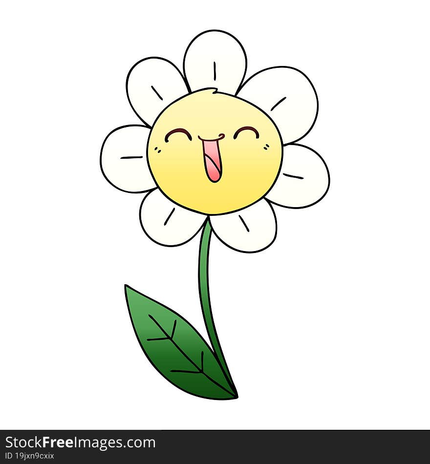 Quirky Gradient Shaded Cartoon Happy Flower