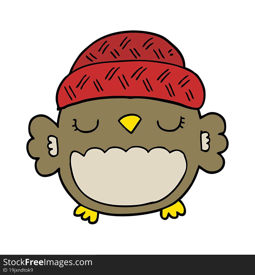 Cute Cartoon Owl In Hat