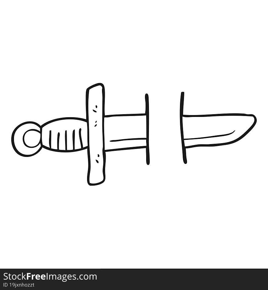 black and white cartoon tattoo knife symbol