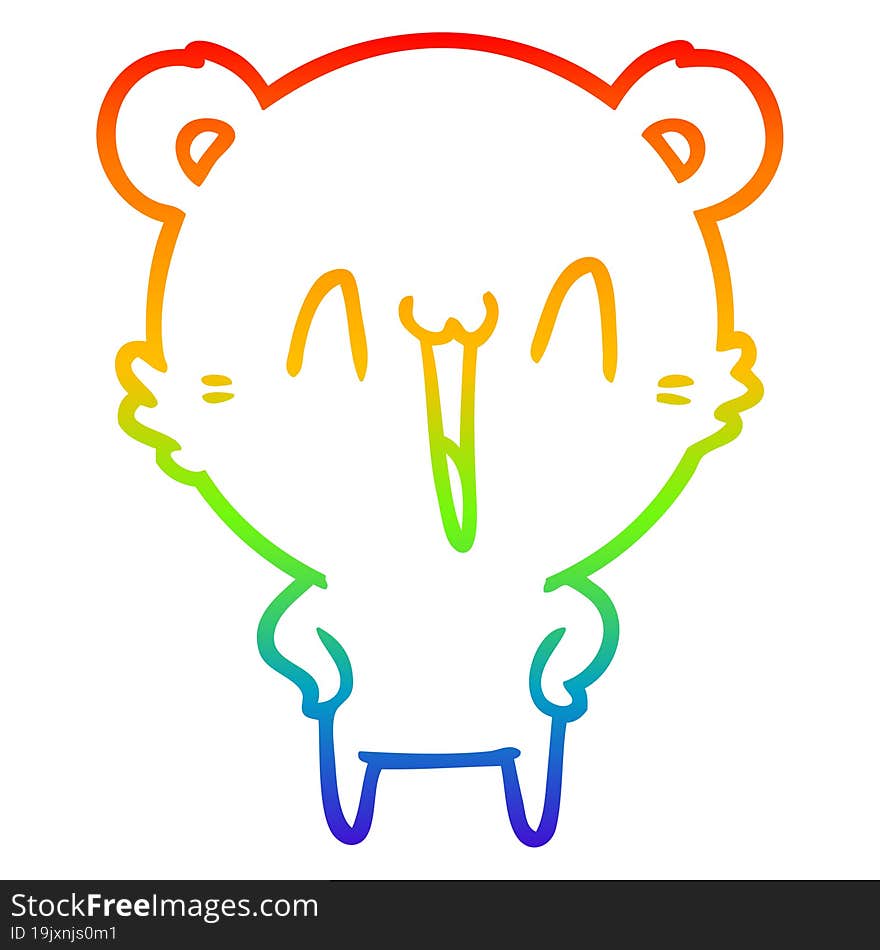 rainbow gradient line drawing happy polar bear cartoon