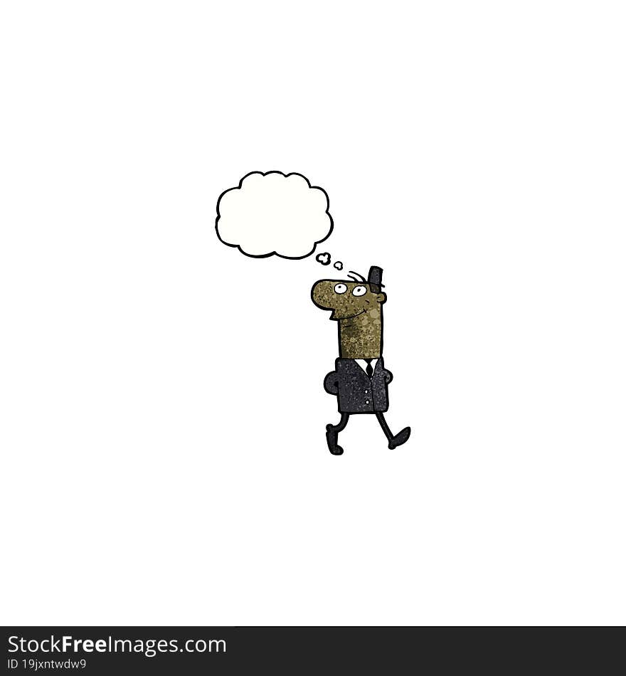 cartoon happy businessman walking to work