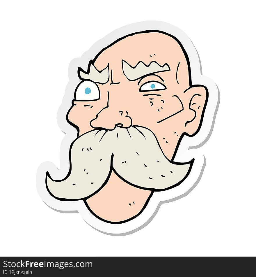 Sticker Of A Cartoon Angry Old Man