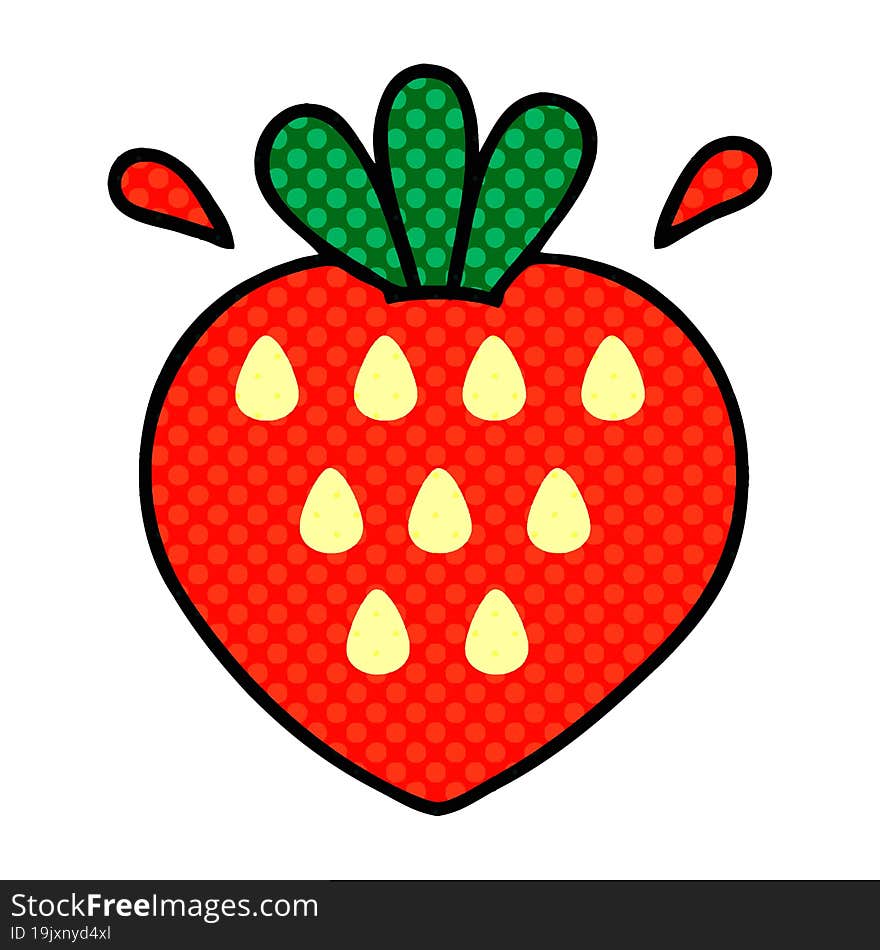 comic book style cartoon strawberry