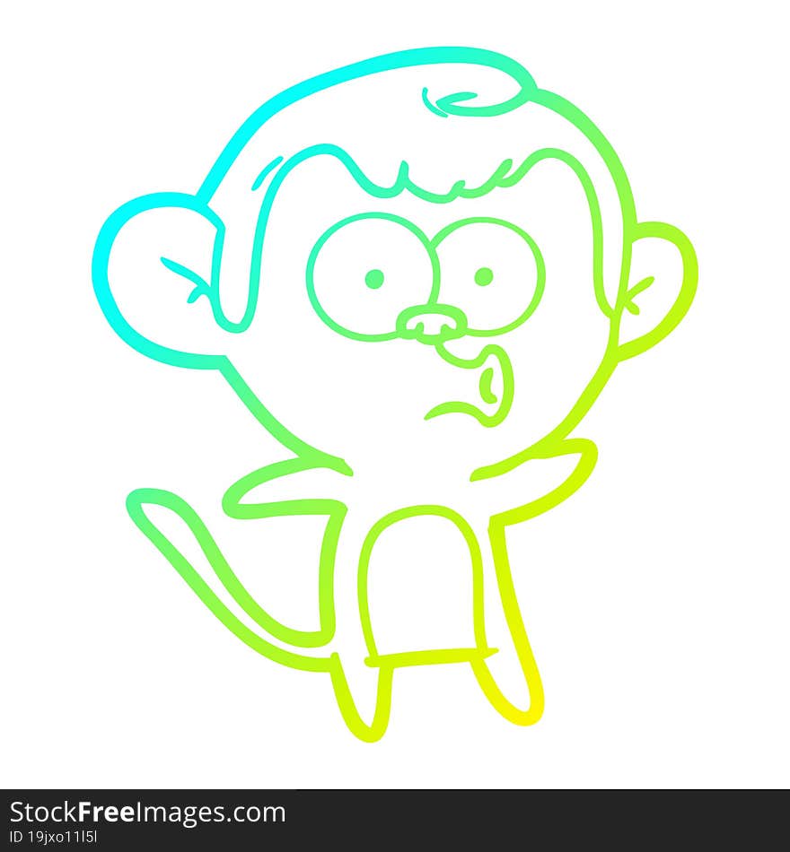 cold gradient line drawing cartoon surprised monkey