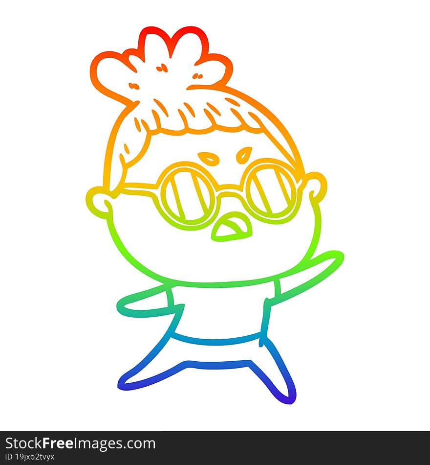 rainbow gradient line drawing cartoon annoyed woman