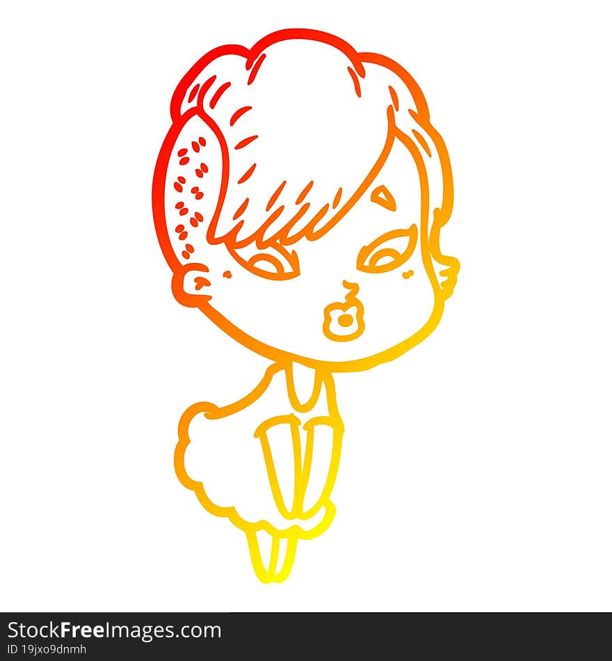 warm gradient line drawing cartoon surprised girl