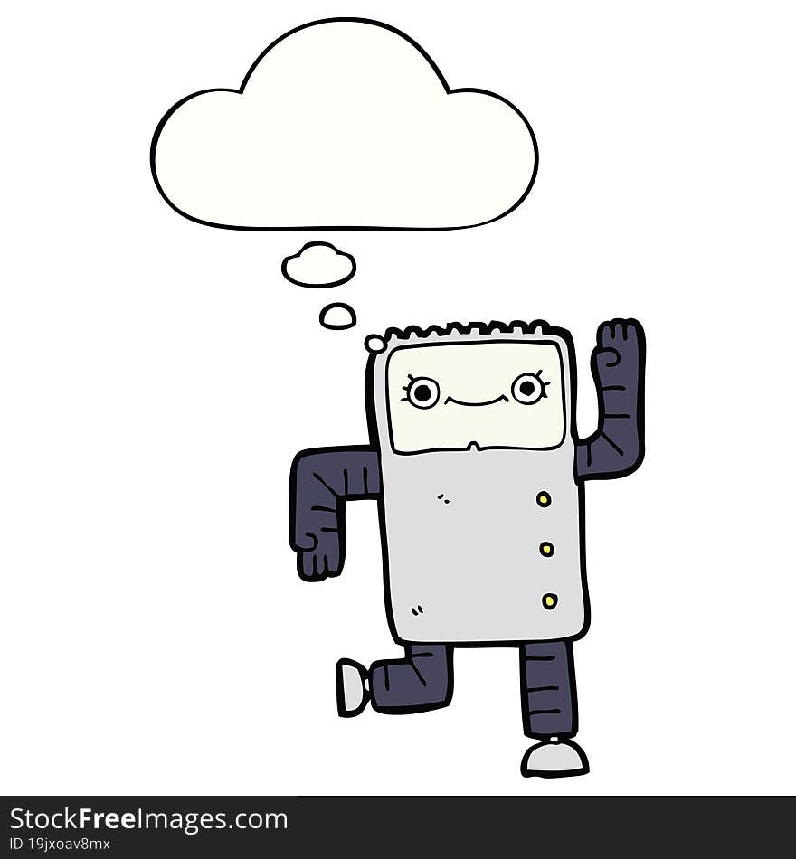 Cartoon Robot And Thought Bubble