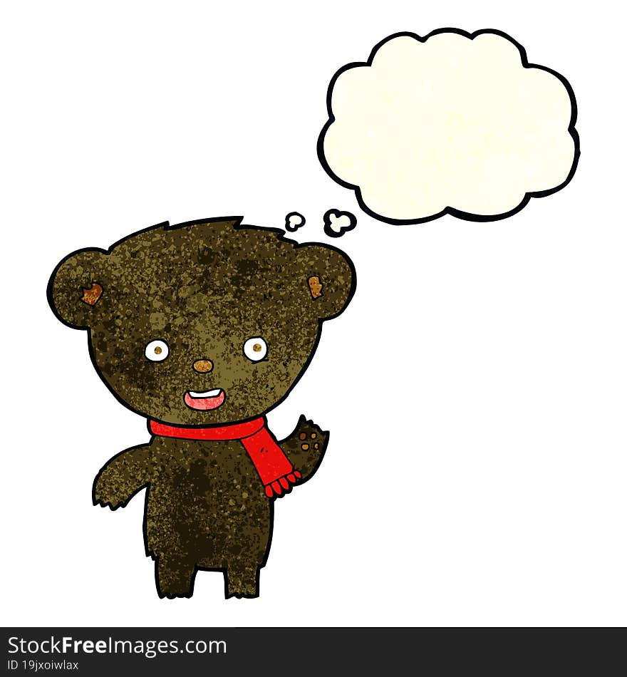 cartoon cute black bear with thought bubble