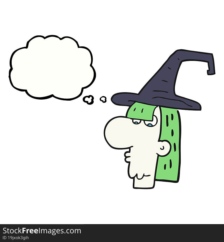 thought bubble cartoon witch head