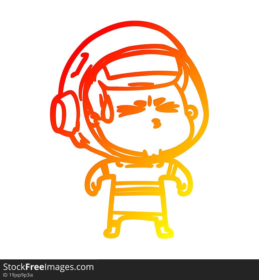 warm gradient line drawing cartoon stressed astronaut