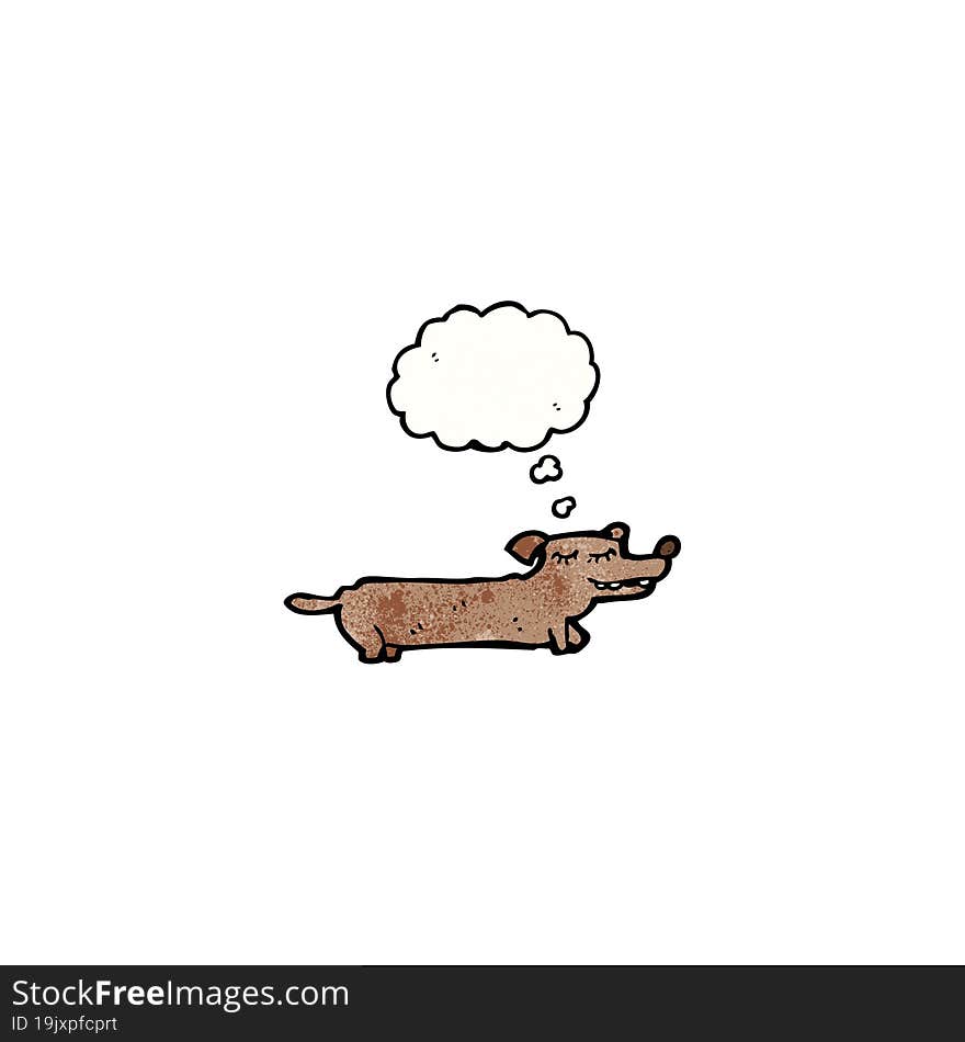 cartoon little dog with thought bubble