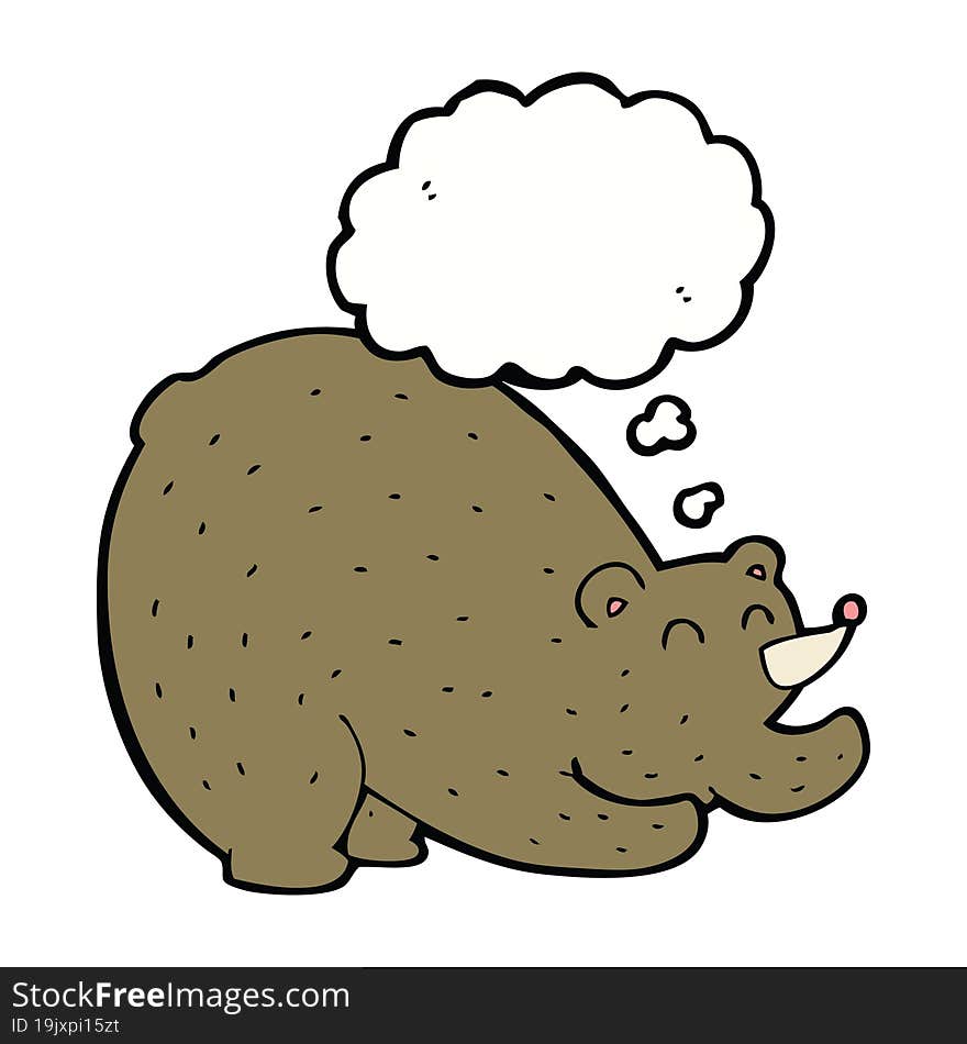 cartoon stretching bear with thought bubble