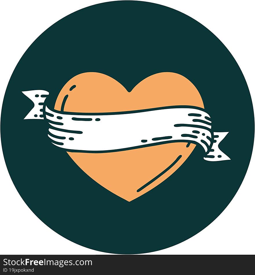 Tattoo Style Icon Of A Heart And Banner