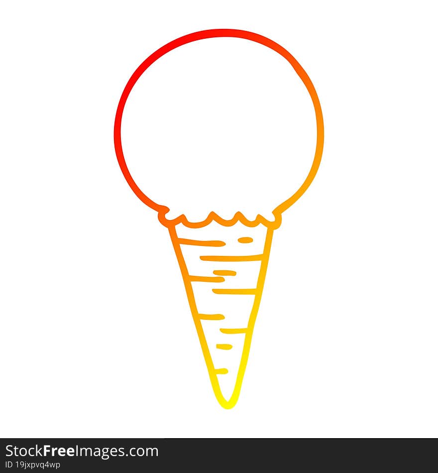 Warm Gradient Line Drawing Cartoon Ice Cream Cone