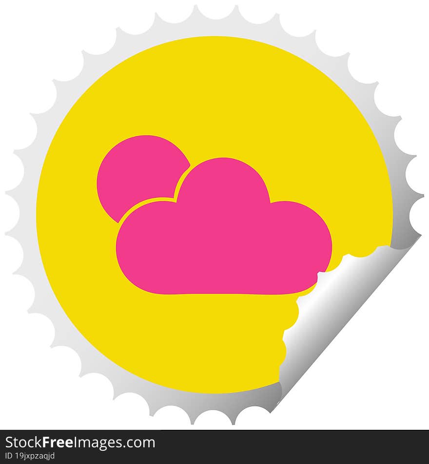 circular peeling sticker cartoon sunshine and cloud