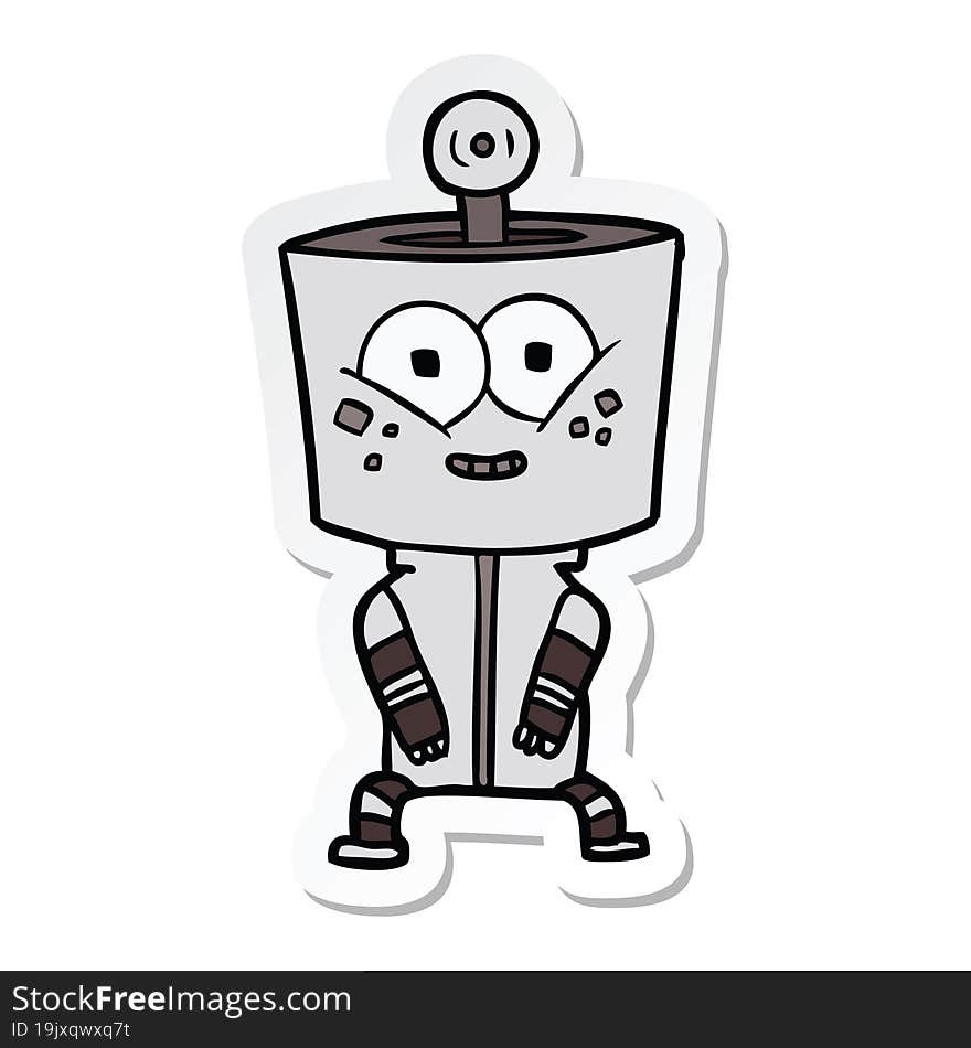 sticker of a happy cartoon robot