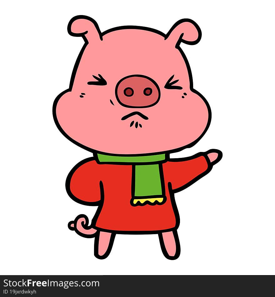 cartoon angry pig. cartoon angry pig