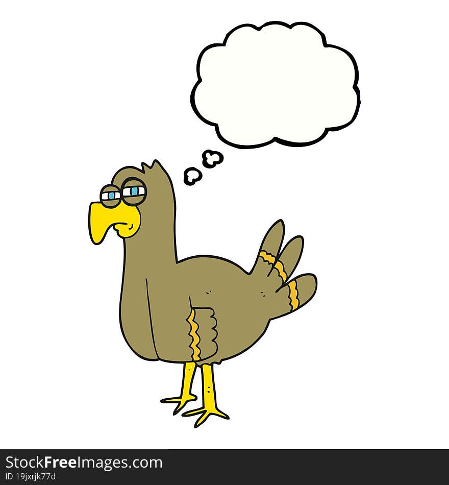 freehand drawn thought bubble cartoon bird