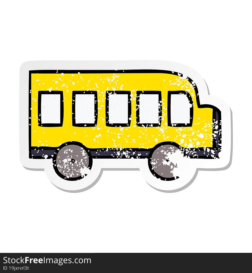 distressed sticker of a cute cartoon school bus