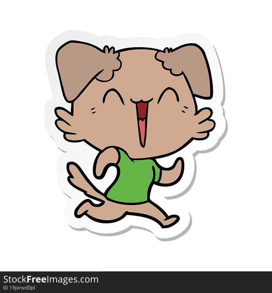 sticker of a happy little dog cartoon