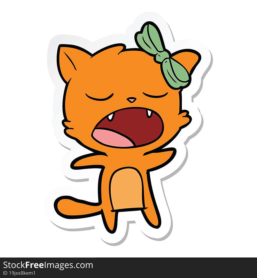 sticker of a cartoon singing cat