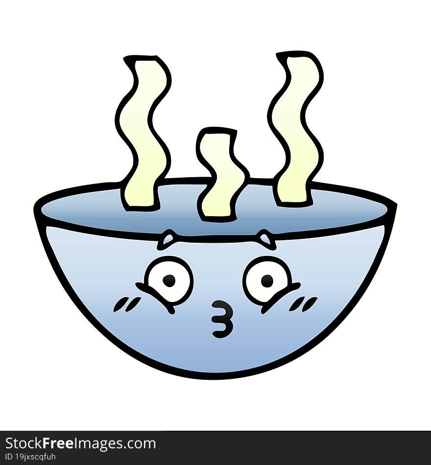 gradient shaded cartoon bowl of hot soup