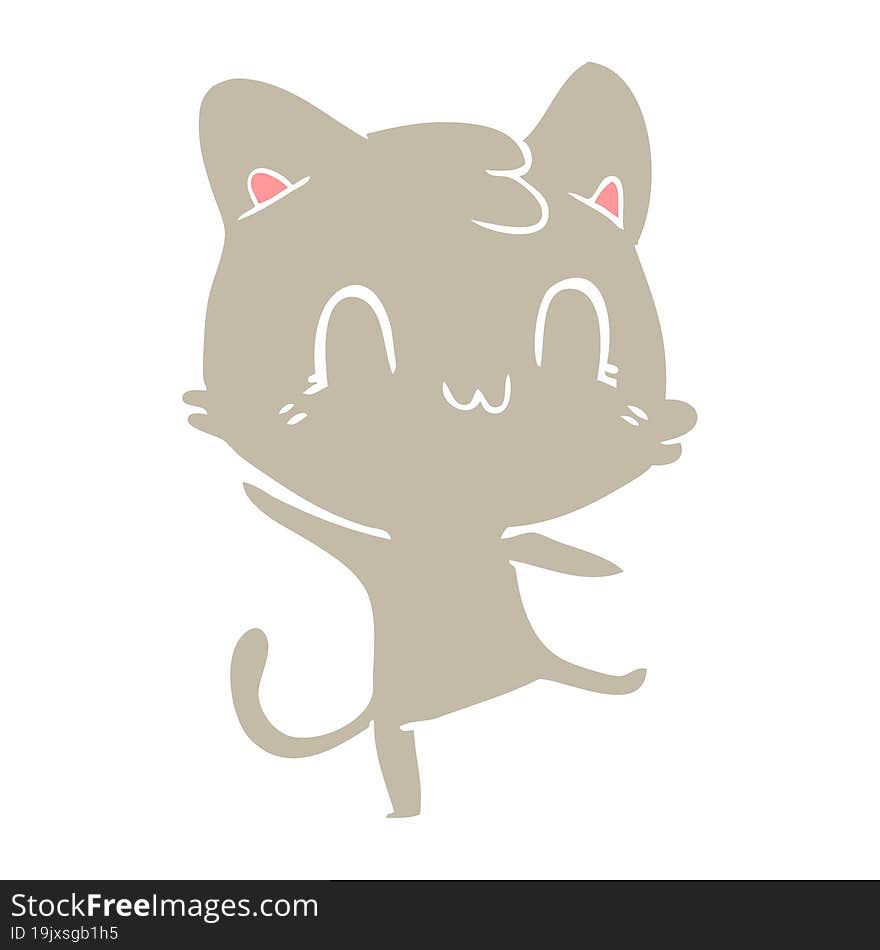 flat color style cartoon happy cat