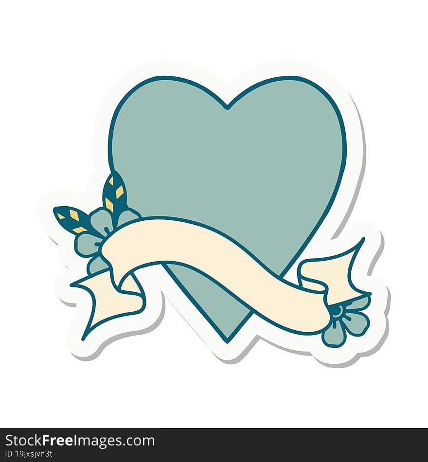 tattoo sticker with banner of a heart