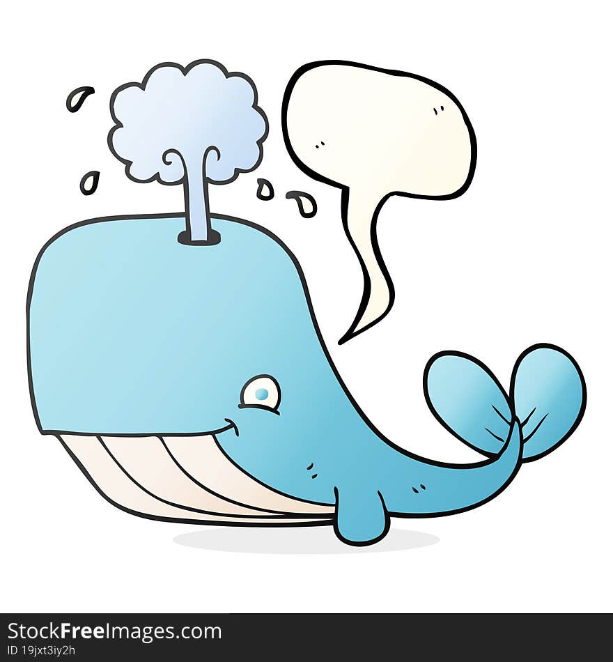 freehand drawn speech bubble cartoon whale spouting water