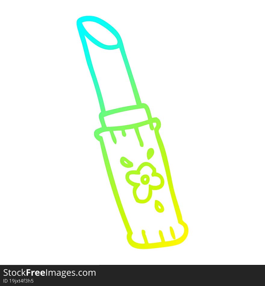 cold gradient line drawing of a cartoon lipstick