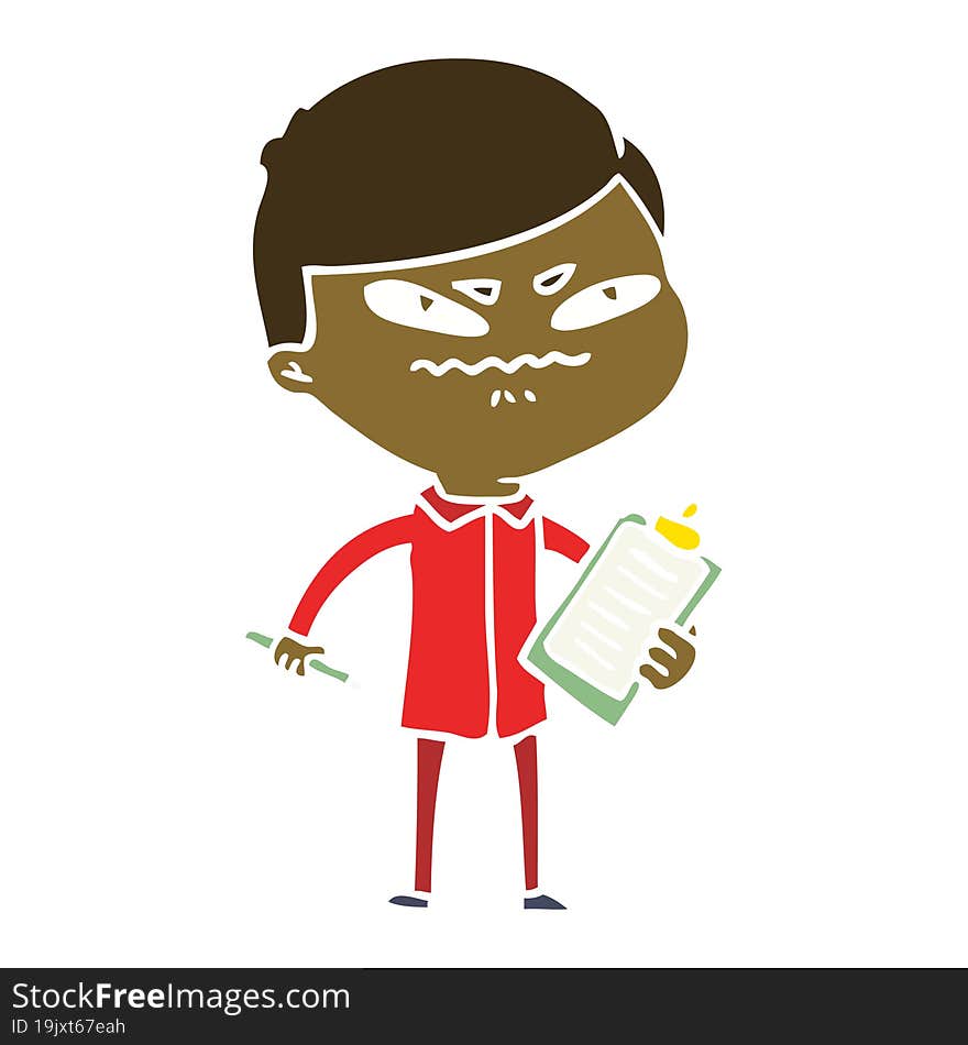 Flat Color Style Cartoon Angry Man