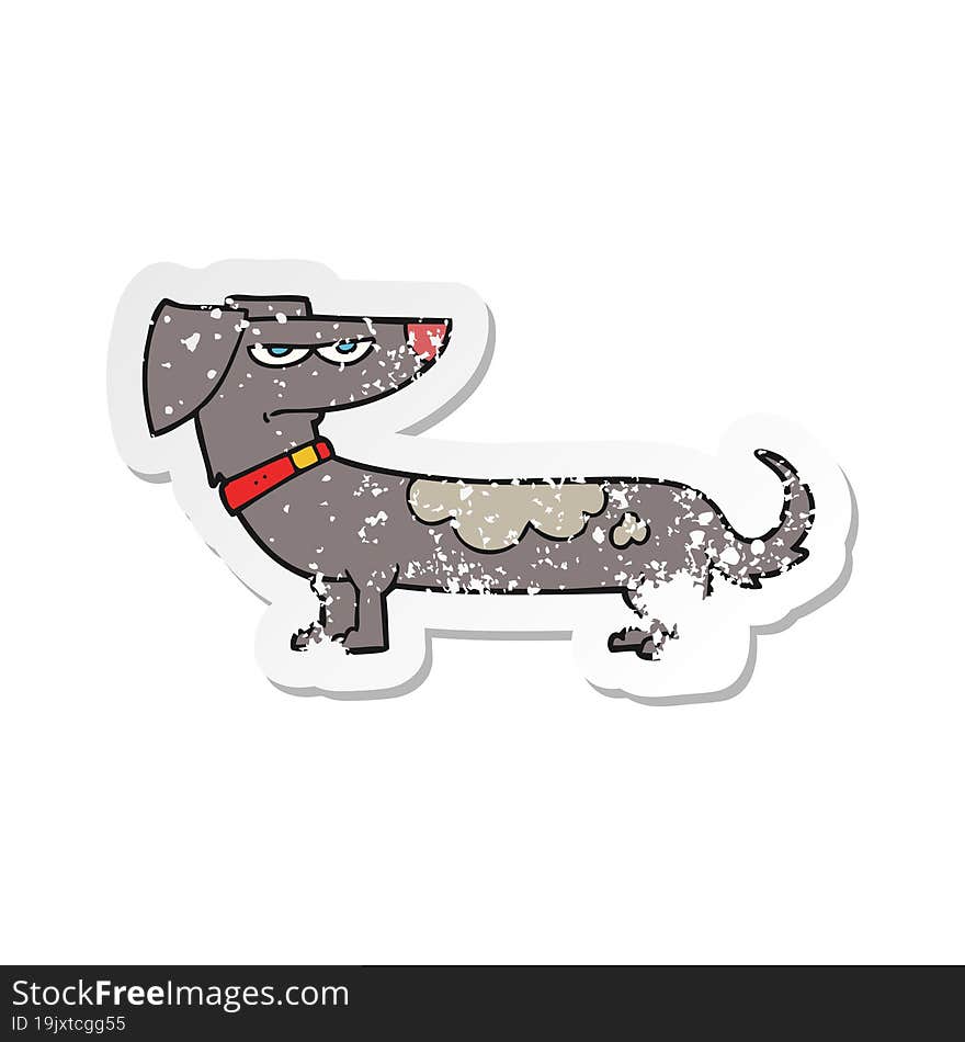 Retro Distressed Sticker Of A Cartoon Annoyed Dog