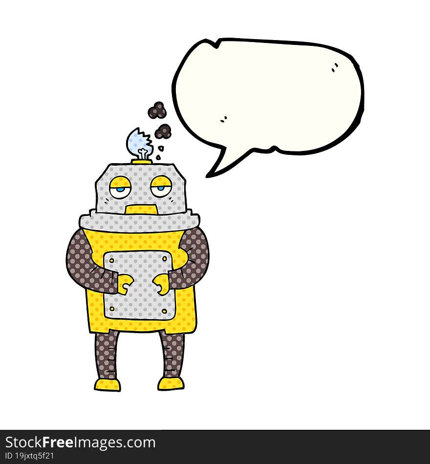 comic book speech bubble cartoon broken robot