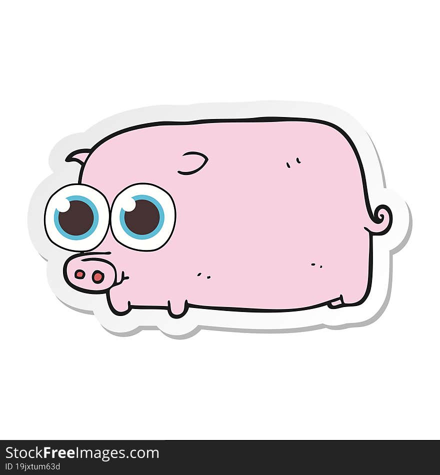 Sticker Of A Cartoon Piglet With Big Pretty Eyes