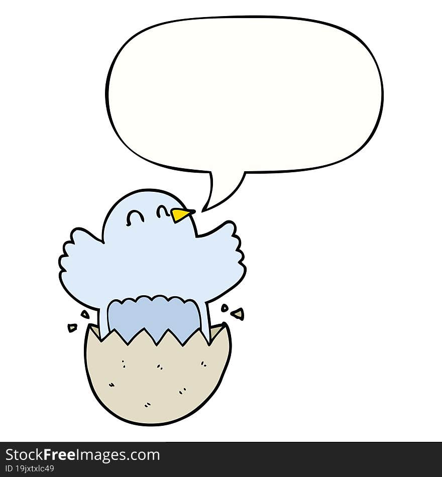 cartoon hatching chicken with speech bubble. cartoon hatching chicken with speech bubble