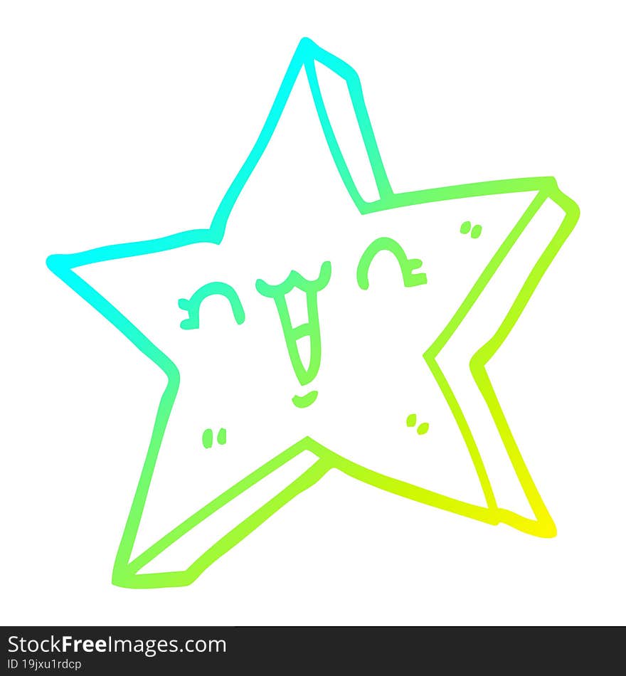 cold gradient line drawing cute cartoon star