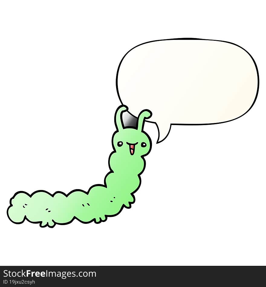 cartoon caterpillar and speech bubble in smooth gradient style