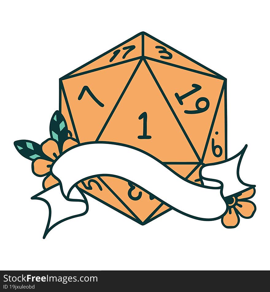 natural one d20 dice roll illustration