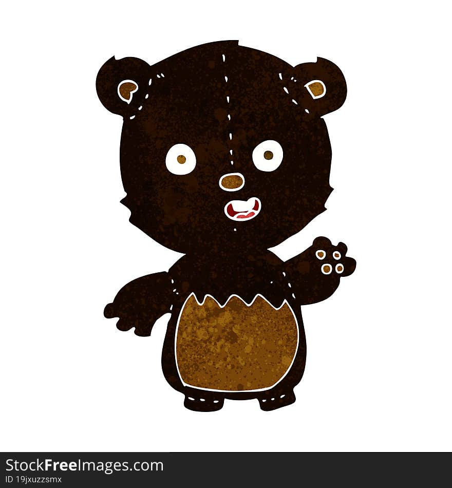 Cartoon Waving Black Bear Cub