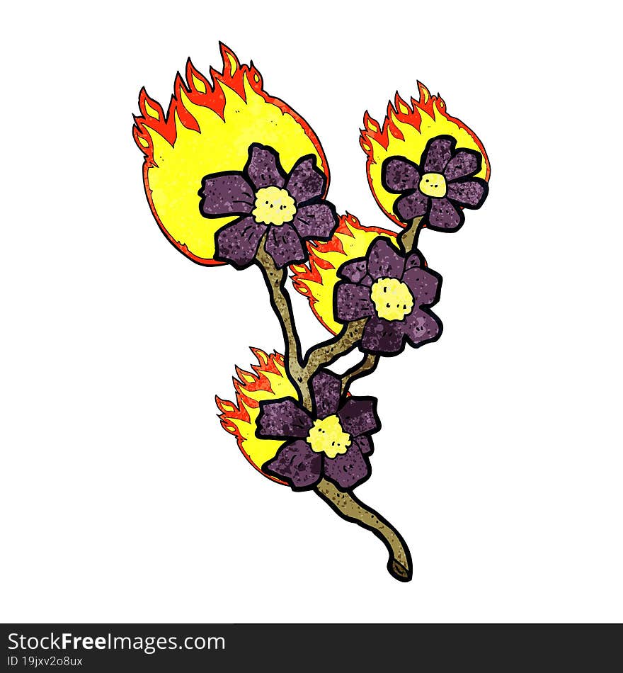 cartoon burning flowers