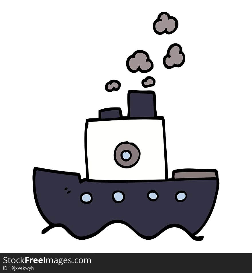 cartoon doodle steam boat